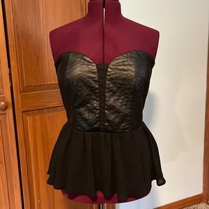 FTF faux leather peplum top